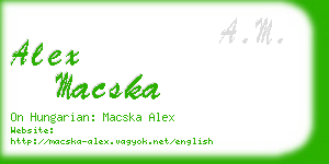 alex macska business card